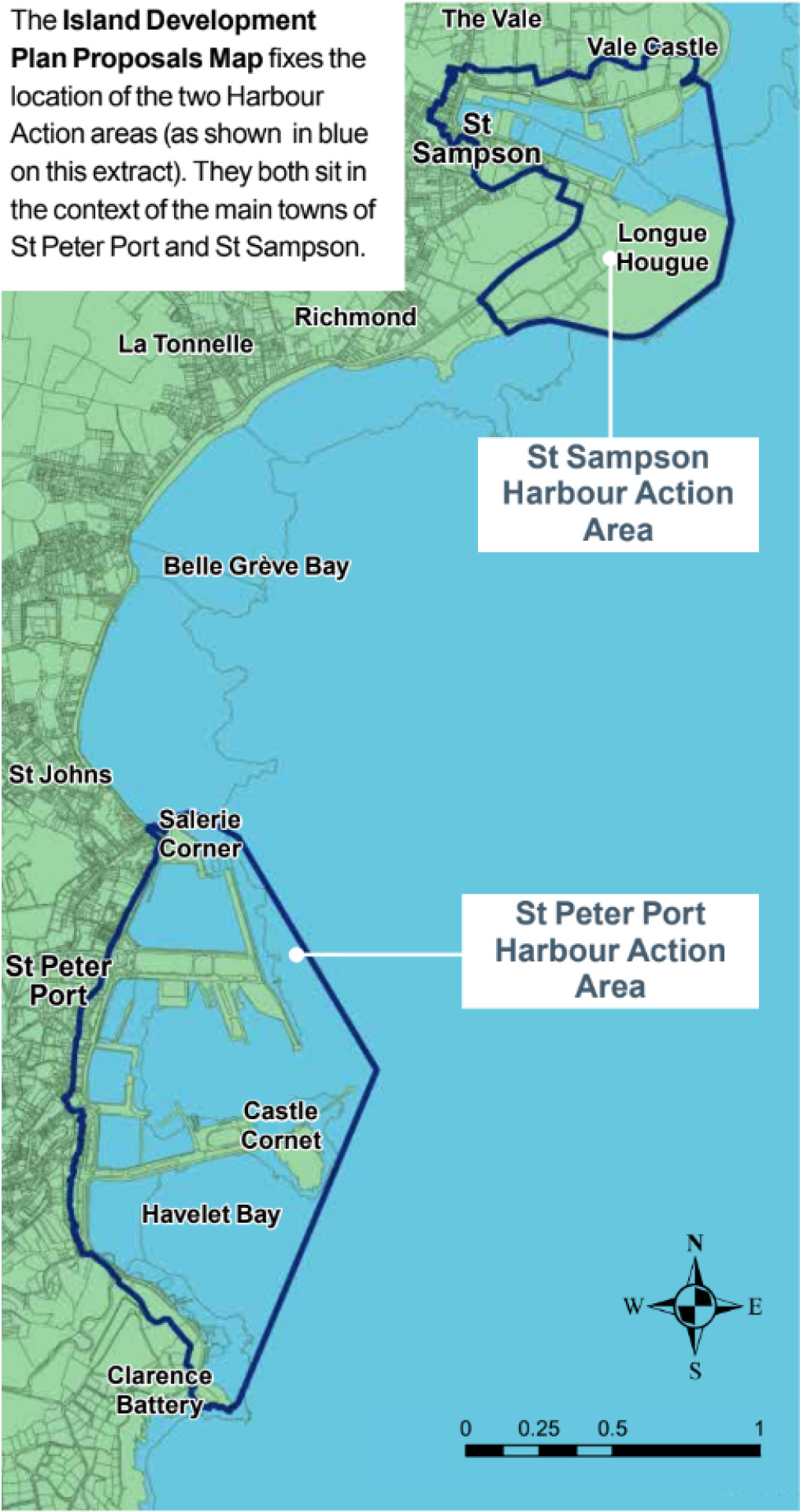 The location of the Harbour Action Areas